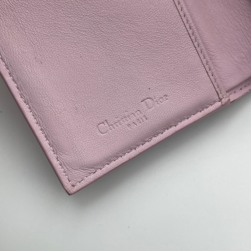 Christian Dior Pink Cannage Quilted lambskin leather lady patches wallet w/zip - Picture 11 of 15
